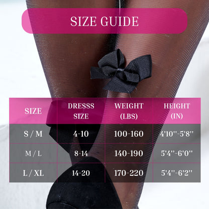 Women's European Fashion Sheer Black Stocking - Securely Attached Bow Accent