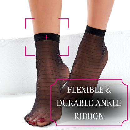Women's European Fashion Black Sheer Ankle Socks - Vintage Sheer Lace
